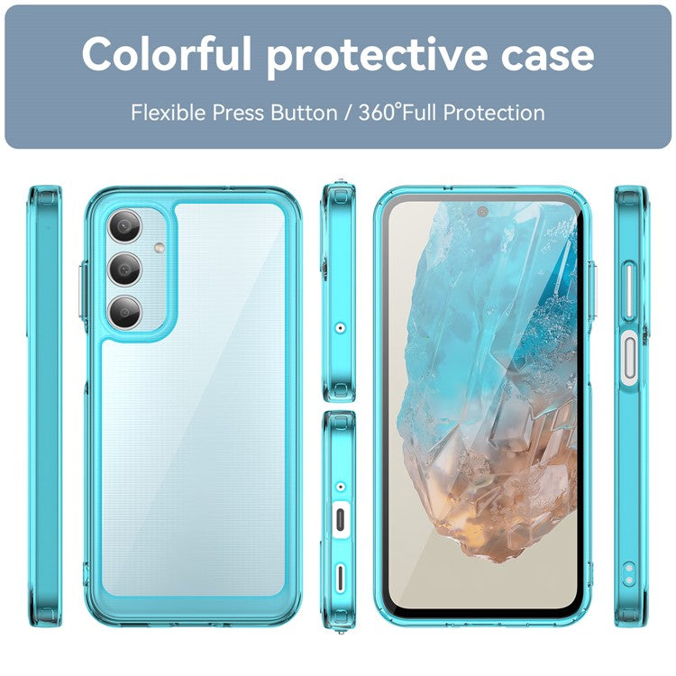 For Samsung Galaxy M35 5G Shockproof Case TPU +Acrylic Protective Clear Phone Cover - Transparent Blue