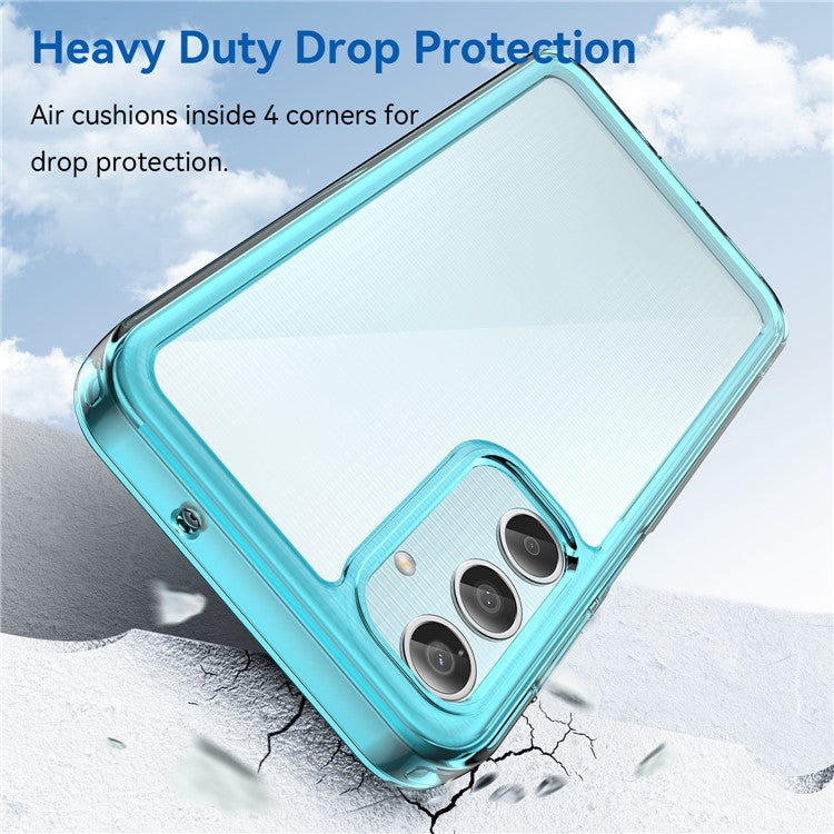 For Samsung Galaxy M35 5G Shockproof Case TPU +Acrylic Protective Clear Phone Cover - Transparent Blue