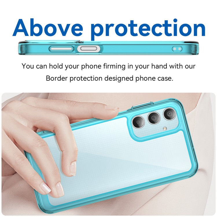 For Samsung Galaxy M35 5G Shockproof Case TPU +Acrylic Protective Clear Phone Cover - Transparent Blue