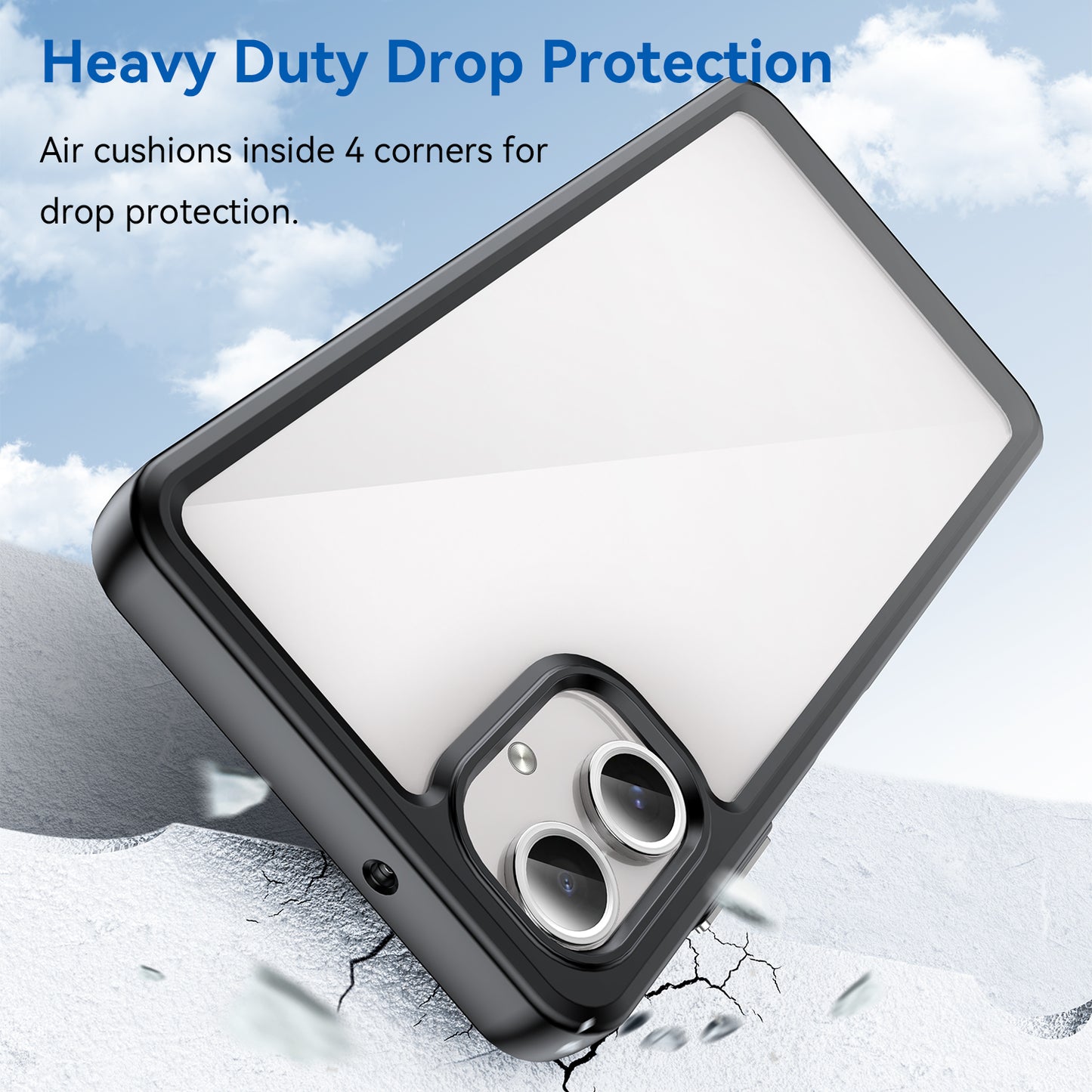 For Samsung Galaxy A06 Shockproof Case TPU +Acrylic Protective Clear Phone Cover - Black