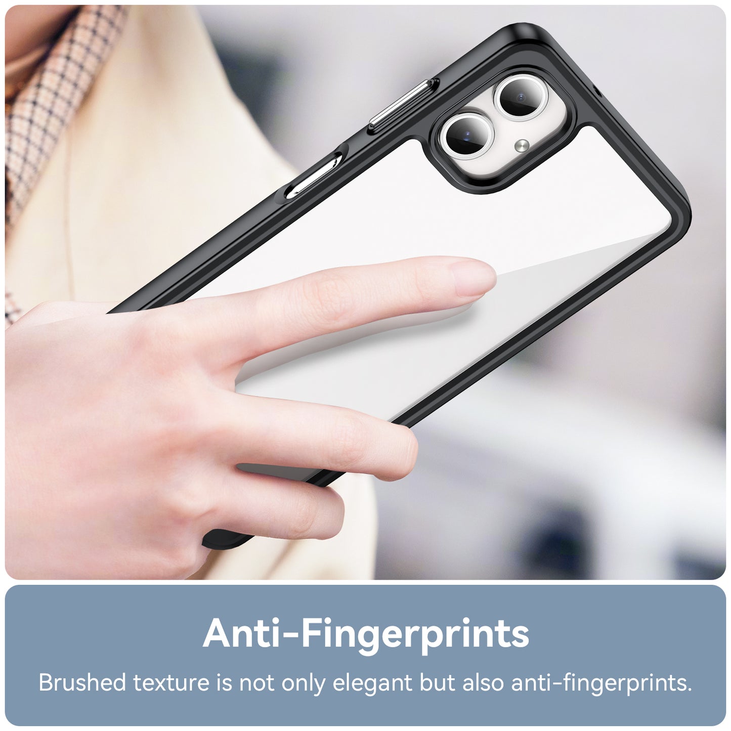 For Samsung Galaxy A06 Shockproof Case TPU +Acrylic Protective Clear Phone Cover - Black