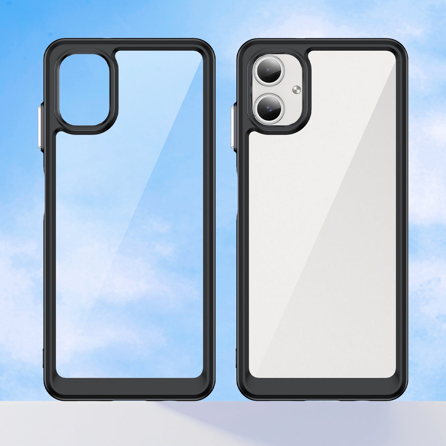 For Samsung Galaxy A06 Shockproof Case TPU +Acrylic Protective Clear Phone Cover - Black