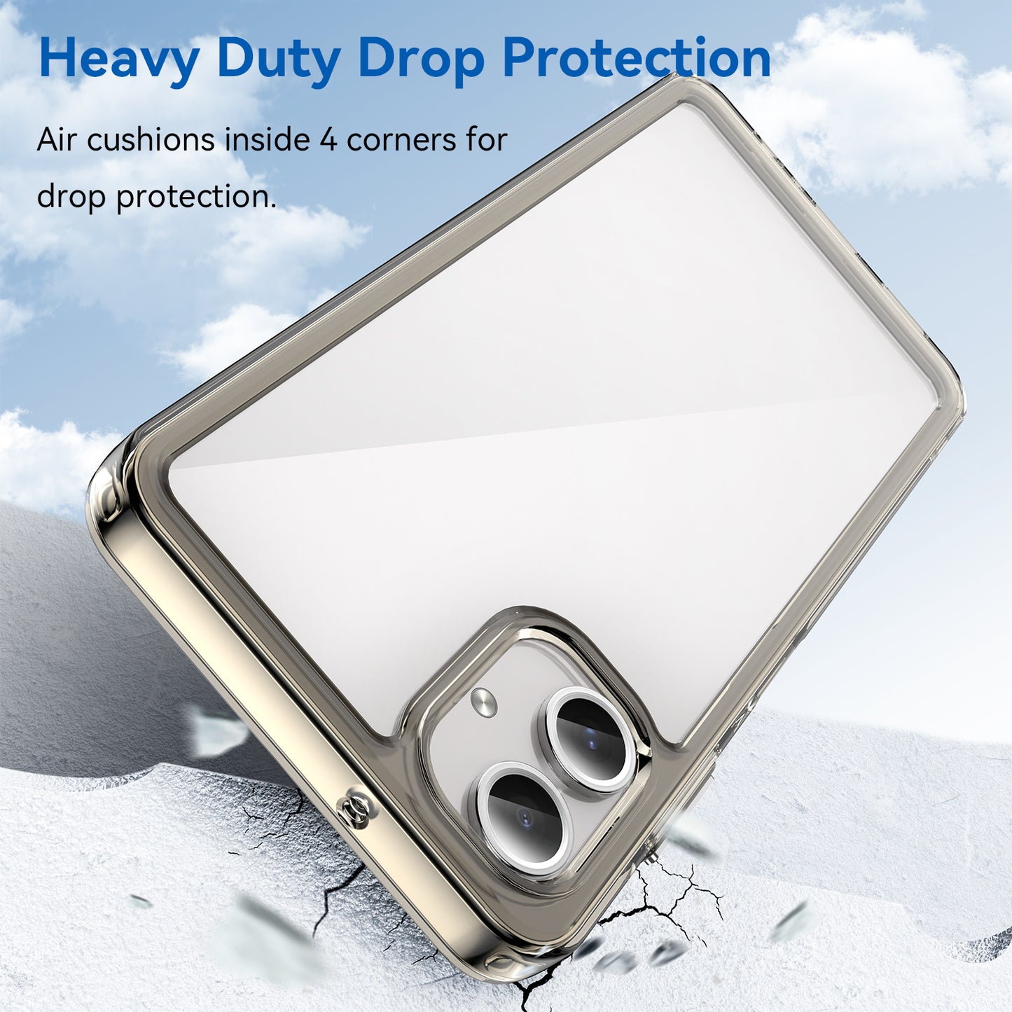 For Samsung Galaxy A06 Shockproof Case TPU +Acrylic Protective Clear Phone Cover - Transparent Grey