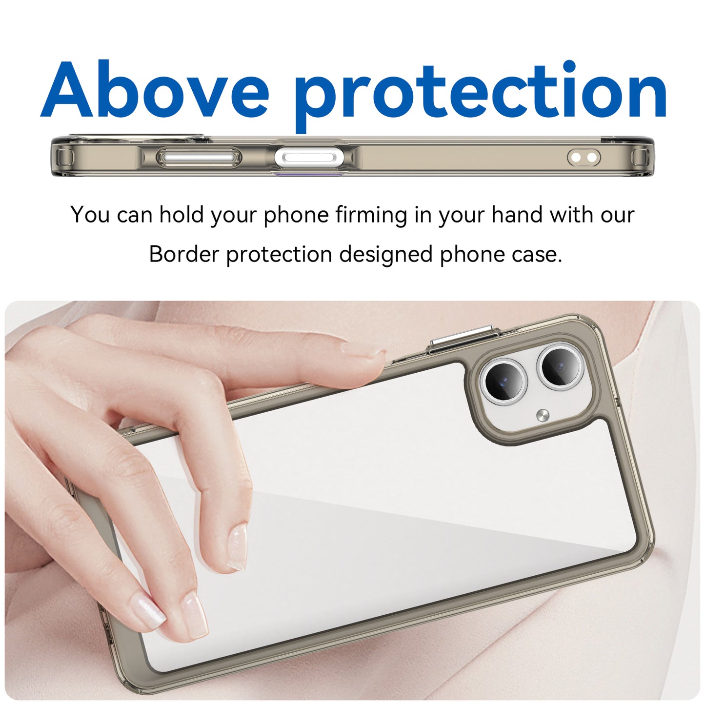 For Samsung Galaxy A06 Shockproof Case TPU +Acrylic Protective Clear Phone Cover - Transparent Grey