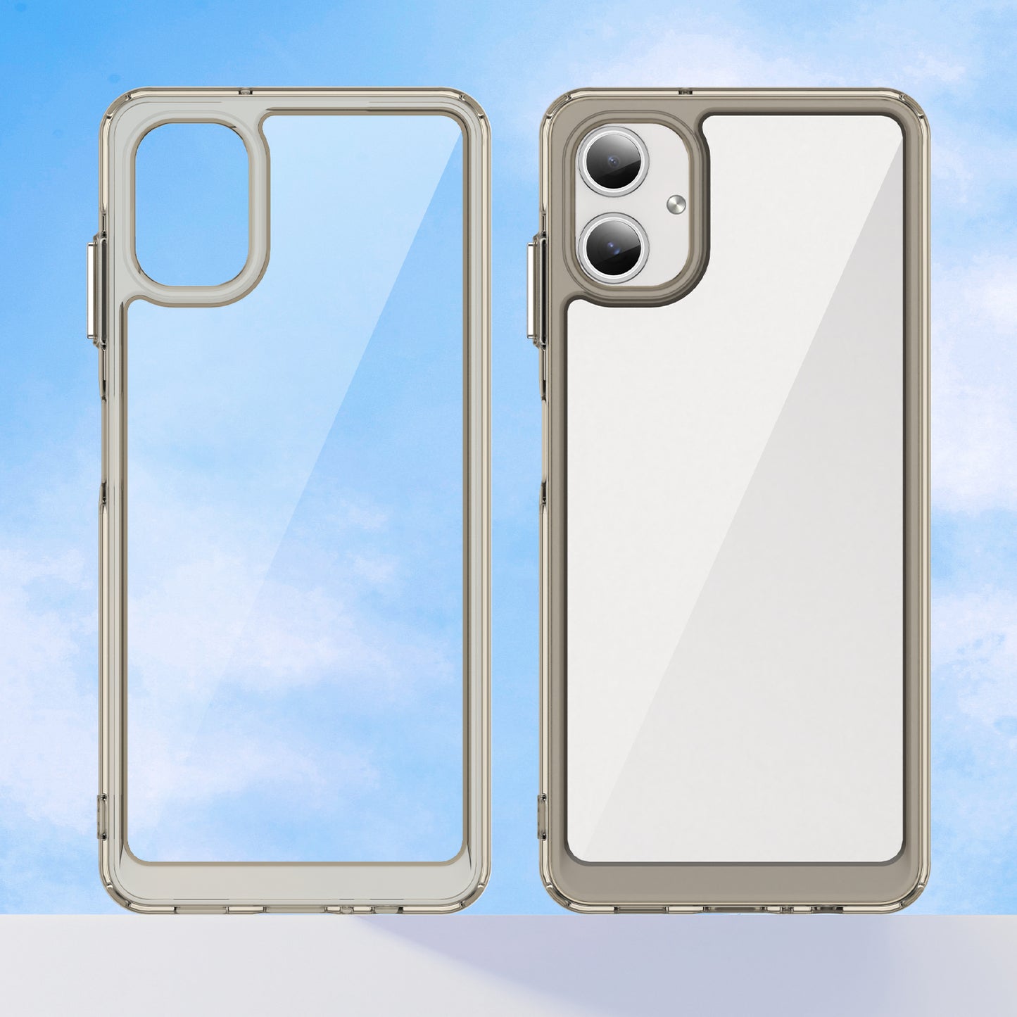 For Samsung Galaxy A06 Shockproof Case TPU +Acrylic Protective Clear Phone Cover - Transparent Grey