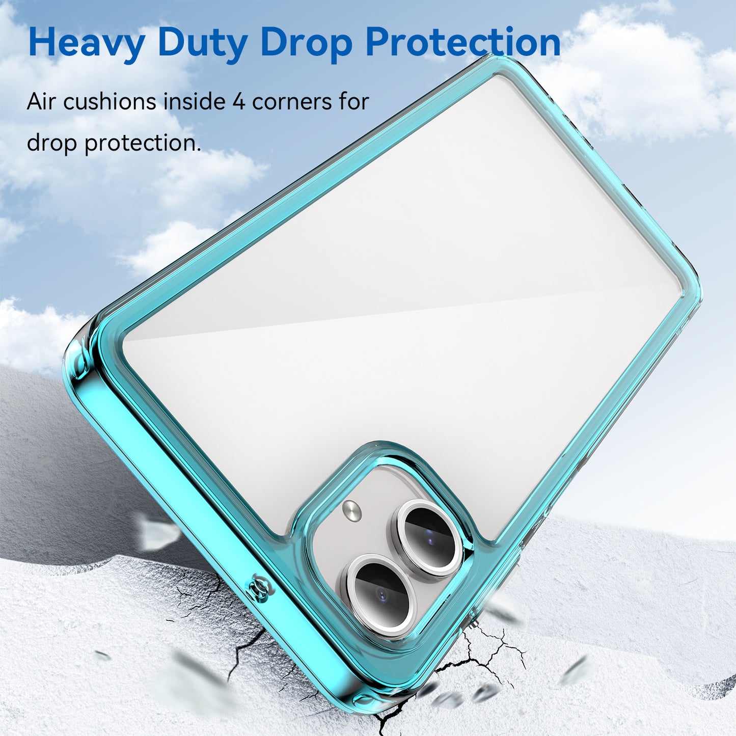 For Samsung Galaxy A06 Shockproof Case TPU +Acrylic Protective Clear Phone Cover - Transparent Blue