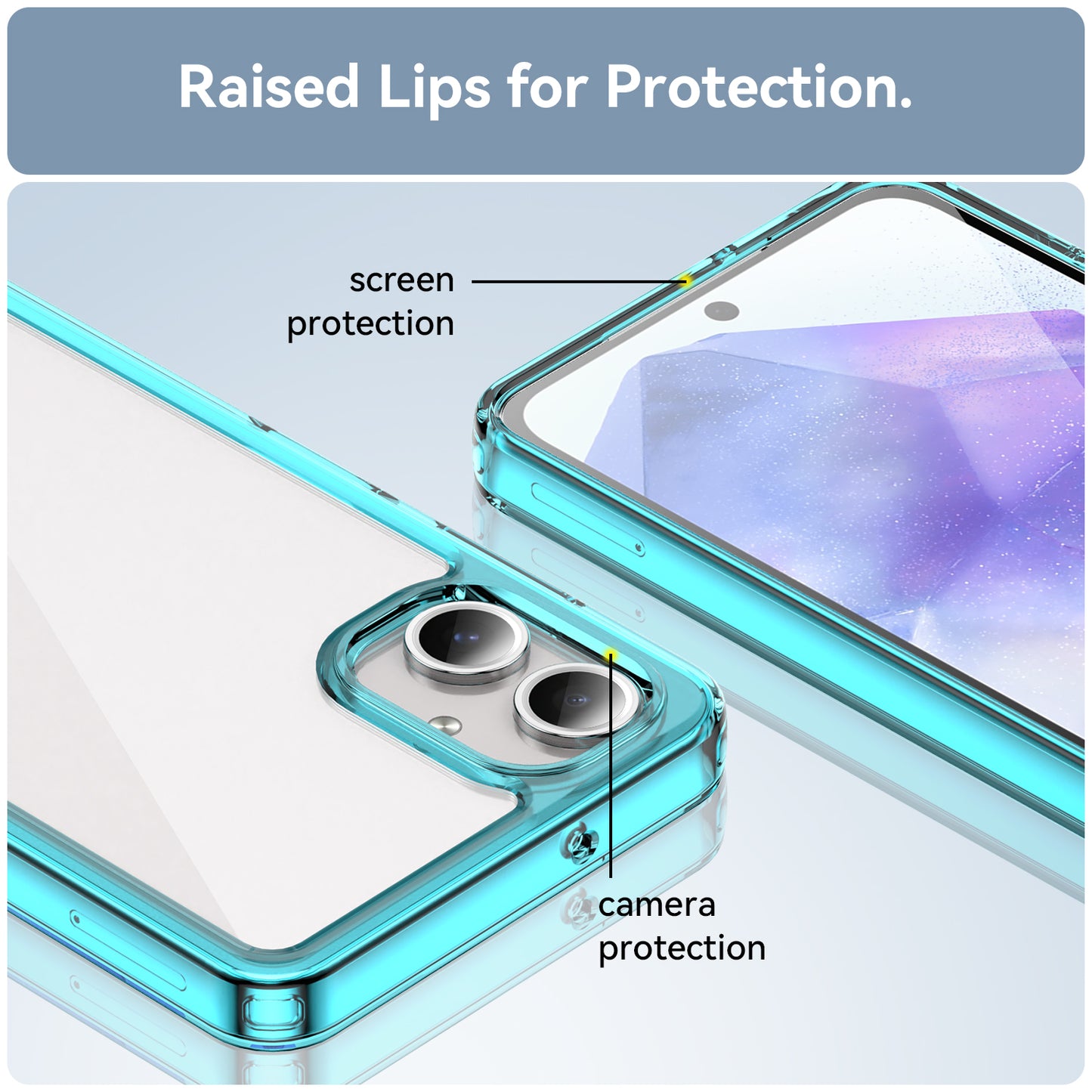 For Samsung Galaxy A06 Shockproof Case TPU +Acrylic Protective Clear Phone Cover - Transparent Blue