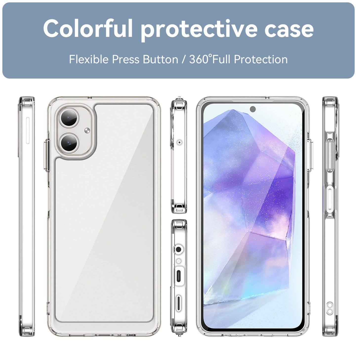For Samsung Galaxy A06 Shockproof Case TPU +Acrylic Protective Clear Phone Cover - Transparent