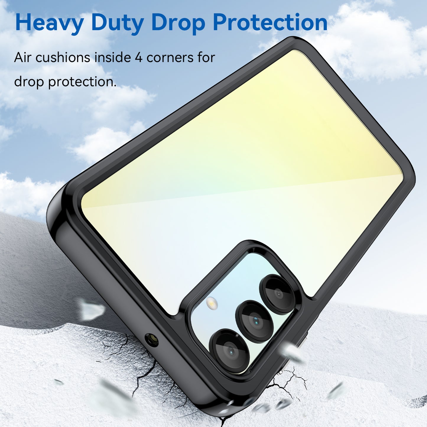 For Samsung Galaxy A16 5G / A16 4G Shockproof Case TPU +Acrylic Protective Clear Phone Cover - Black