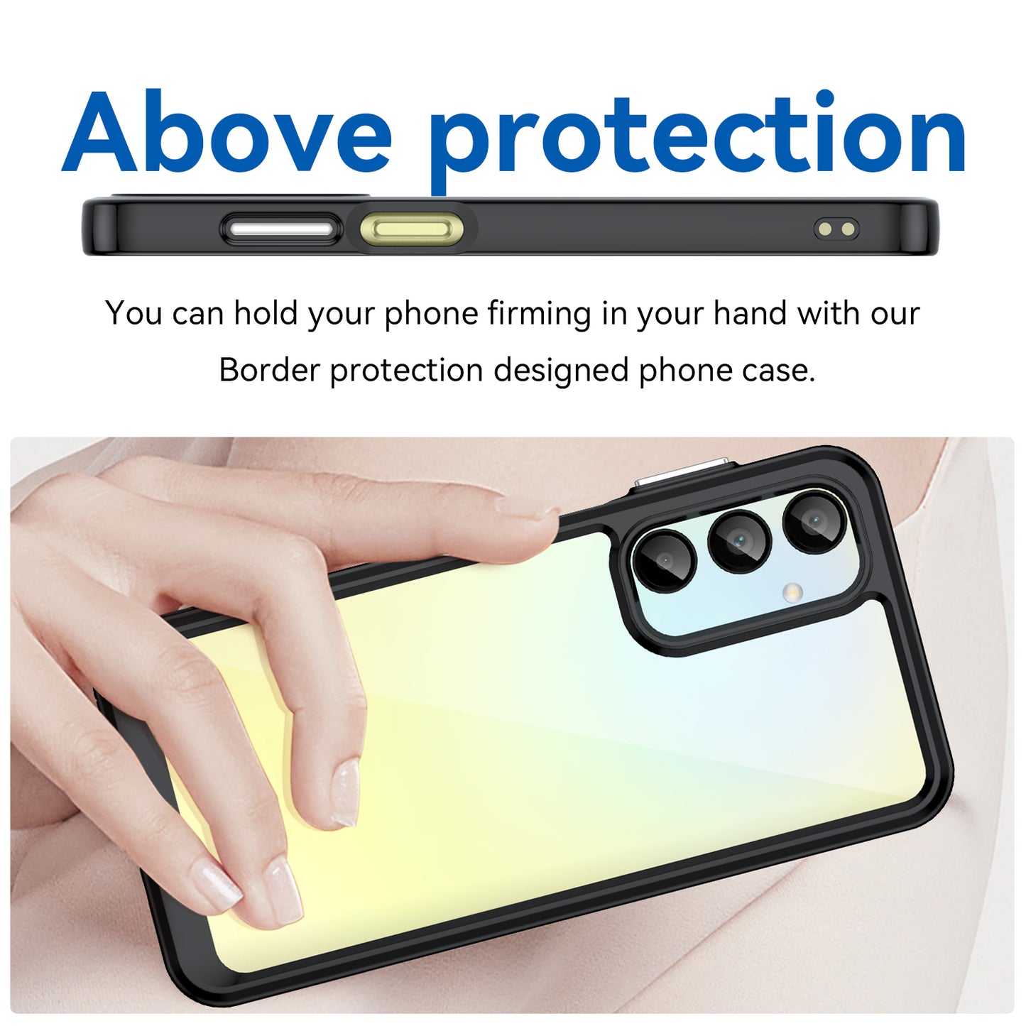 For Samsung Galaxy A16 5G / A16 4G Shockproof Case TPU +Acrylic Protective Clear Phone Cover - Black