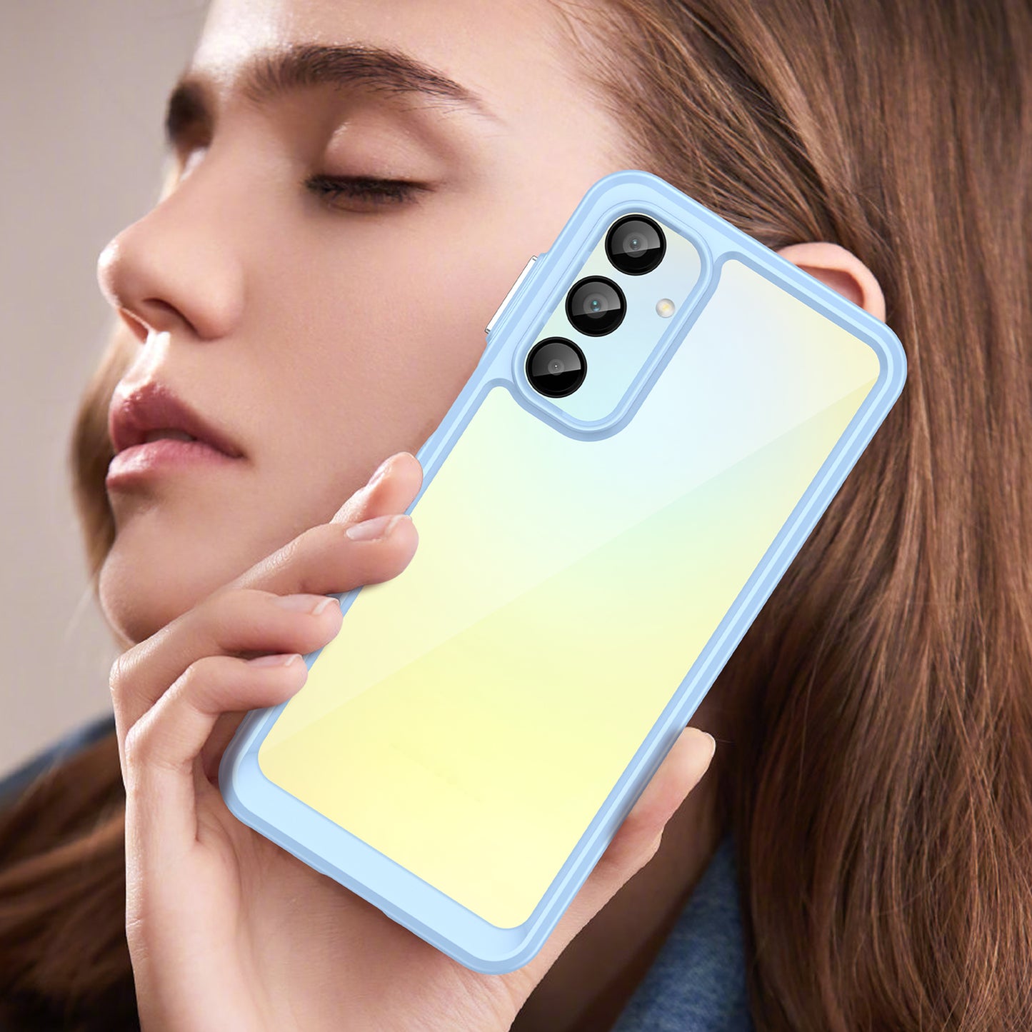 For Samsung Galaxy A16 5G / A16 4G Shockproof Case TPU +Acrylic Protective Clear Phone Cover - Blue