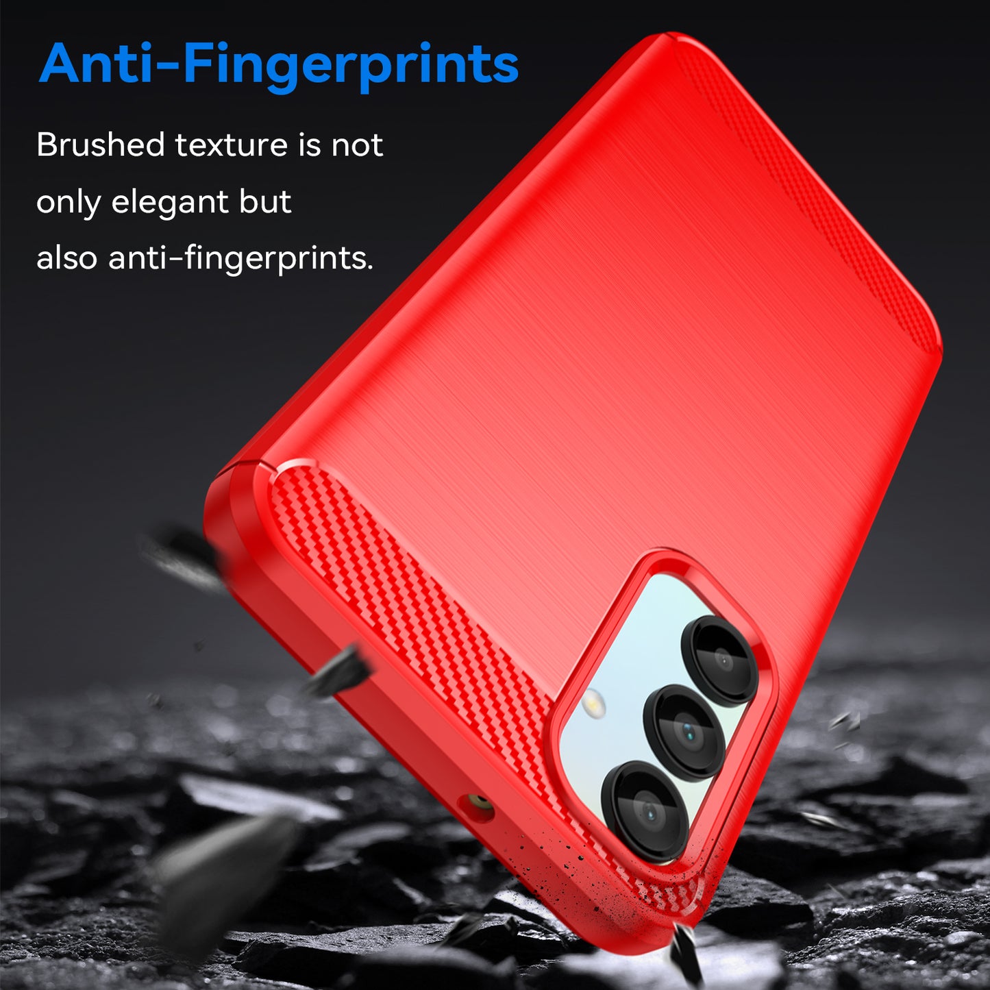 For Samsung Galaxy A16 5G / A16 4G Case Carbon Fiber Texture TPU Brushed Phone Cover - Red