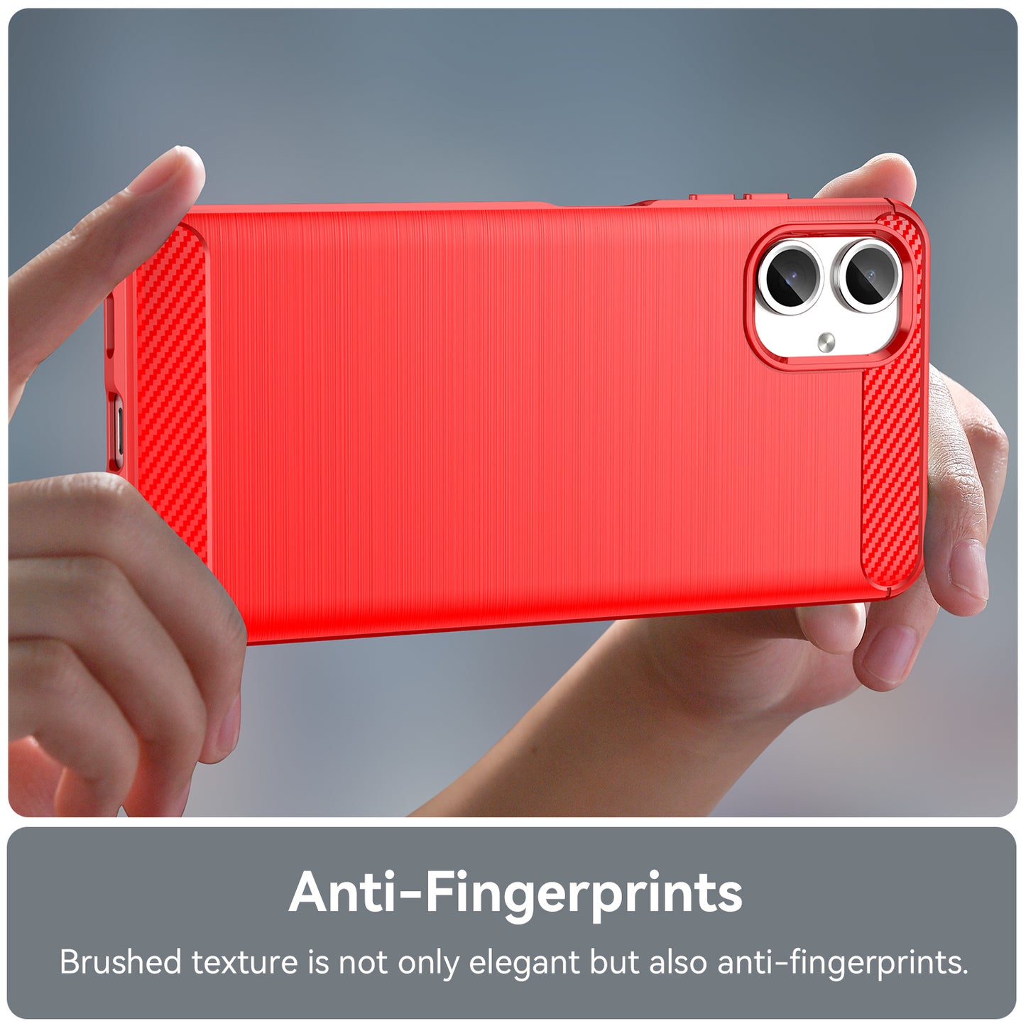 For Samsung Galaxy A06 Case Carbon Fiber Texture TPU Brushed Phone Cover - Red