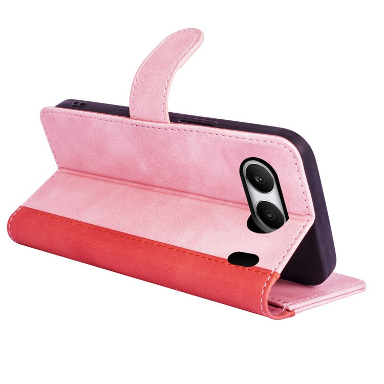 For OnePlus Nord 4 Wallet Case Leather Phone Cover Splicing Color - Pink