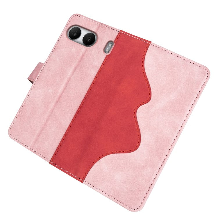For OnePlus Nord 4 Wallet Case Leather Phone Cover Splicing Color - Pink