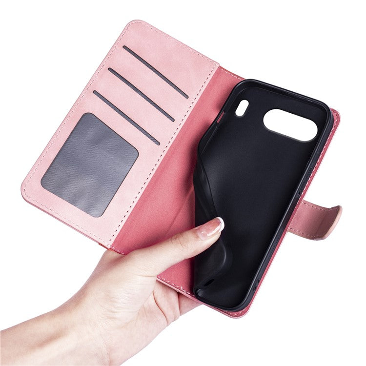 For OnePlus Nord 4 Wallet Case Leather Phone Cover Splicing Color - Pink