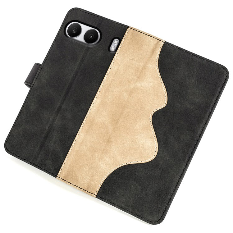 For OnePlus Nord 4 Wallet Case Leather Phone Cover Splicing Color - Black