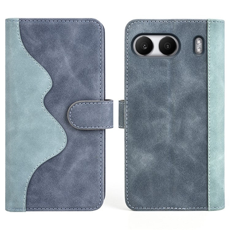 For OnePlus Nord 4 Wallet Case Leather Phone Cover Splicing Color - Blue