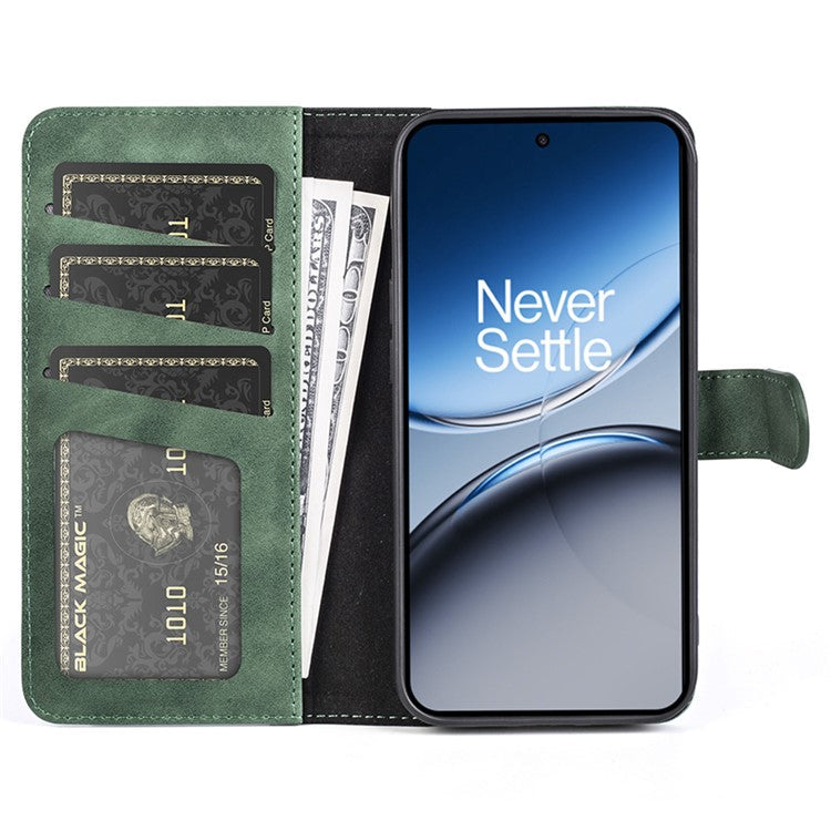 For OnePlus Nord 4 Wallet Case Leather Phone Cover Splicing Color - Green
