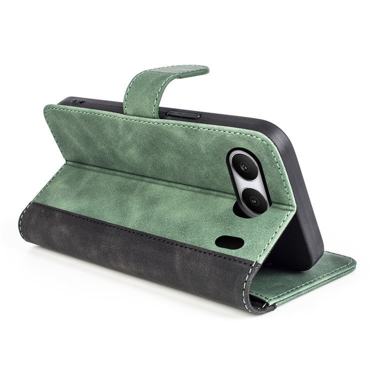 For OnePlus Nord 4 Wallet Case Leather Phone Cover Splicing Color - Green
