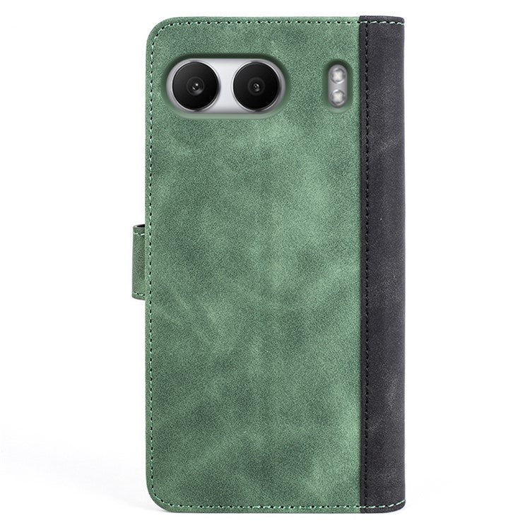 For OnePlus Nord 4 Wallet Case Leather Phone Cover Splicing Color - Green
