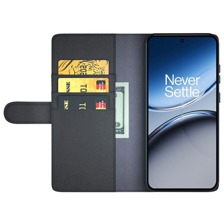 For OnePlus Nord 4 Case Genuine Split Leather Phone Cover Wallet Card Slot - Black