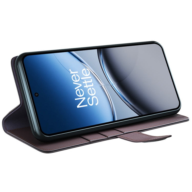 For OnePlus Nord 4 Case Genuine Split Leather Phone Cover Wallet Card Slot - Brown