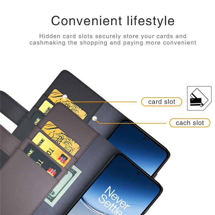 For OnePlus Nord 4 Case Genuine Split Leather Phone Cover Wallet Card Slot - Brown