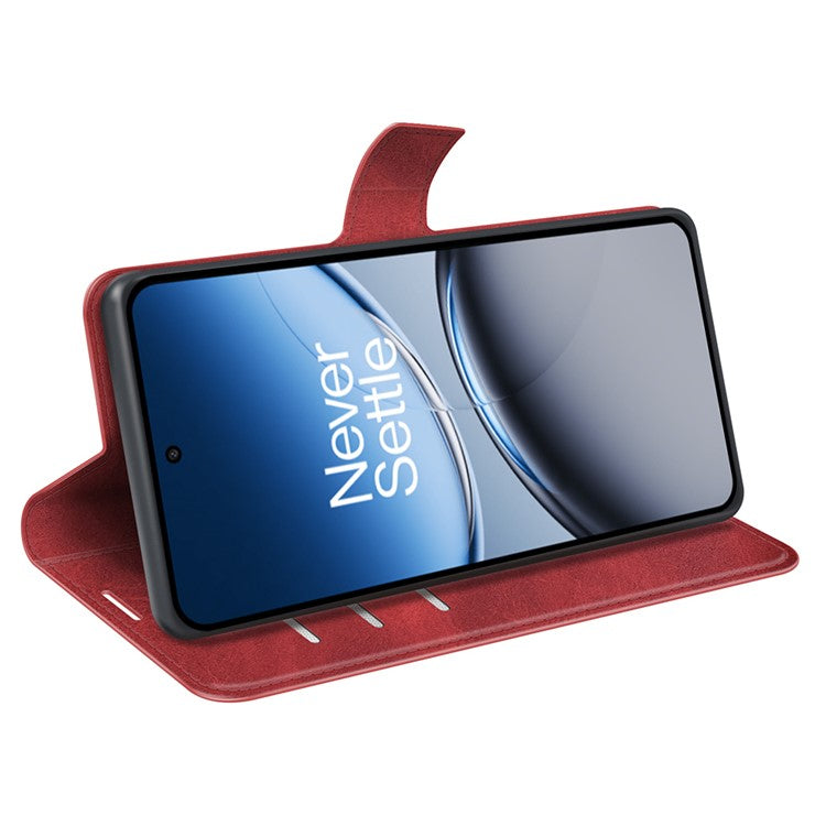 For OnePlus Nord 4 Stand Case Anti-Scratch Calf Texture Leather Phone Cover - Red