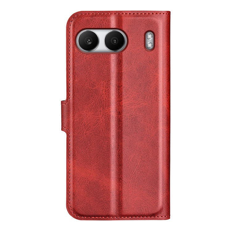 For OnePlus Nord 4 Stand Case Anti-Scratch Calf Texture Leather Phone Cover - Red