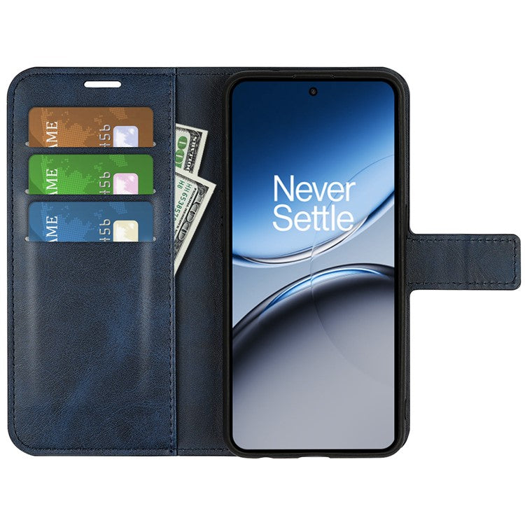 For OnePlus Nord 4 Stand Case Anti-Scratch Calf Texture Leather Phone Cover - Blue