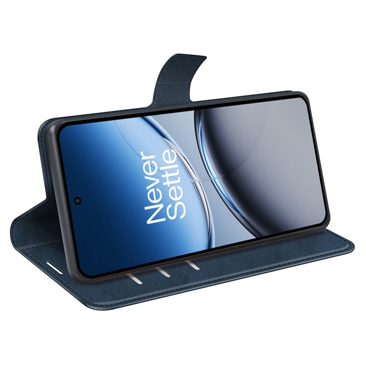 For OnePlus Nord 4 Stand Case Anti-Scratch Calf Texture Leather Phone Cover - Blue