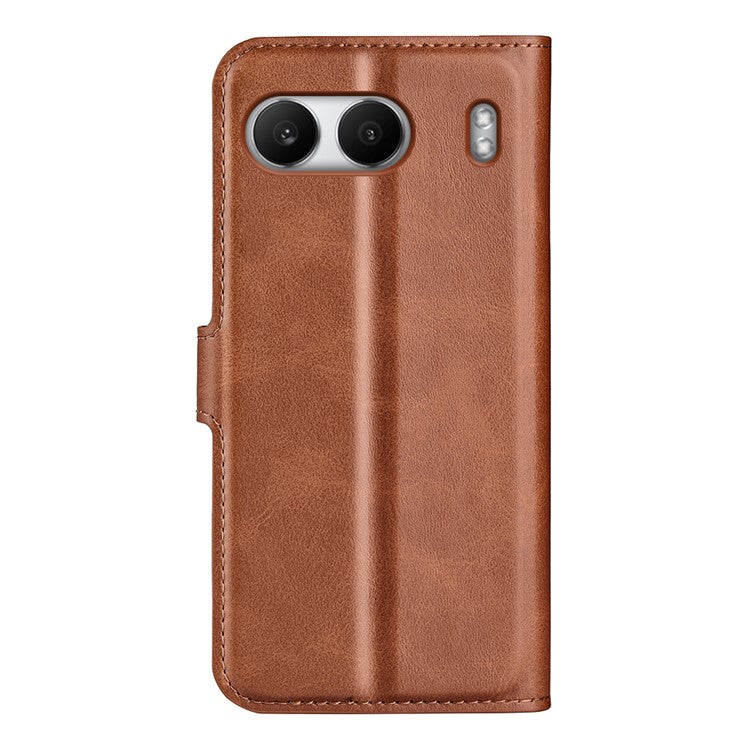 For OnePlus Nord 4 Stand Case Anti-Scratch Calf Texture Leather Phone Cover - Light Brown