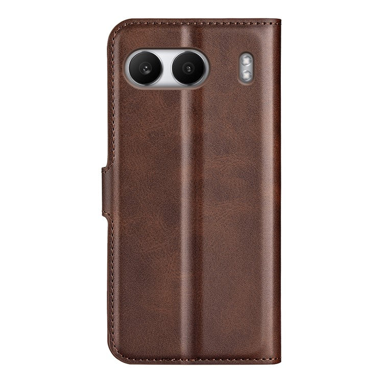 For OnePlus Nord 4 Stand Case Anti-Scratch Calf Texture Leather Phone Cover - Brown
