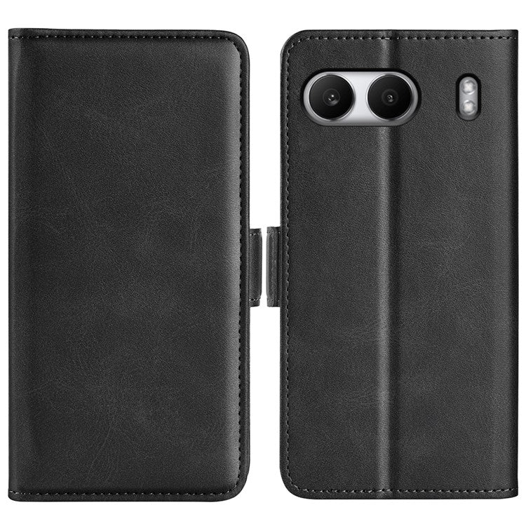 For OnePlus Nord 4 Stand Case Calf Texture Leather Wallet Phone Cover - Black