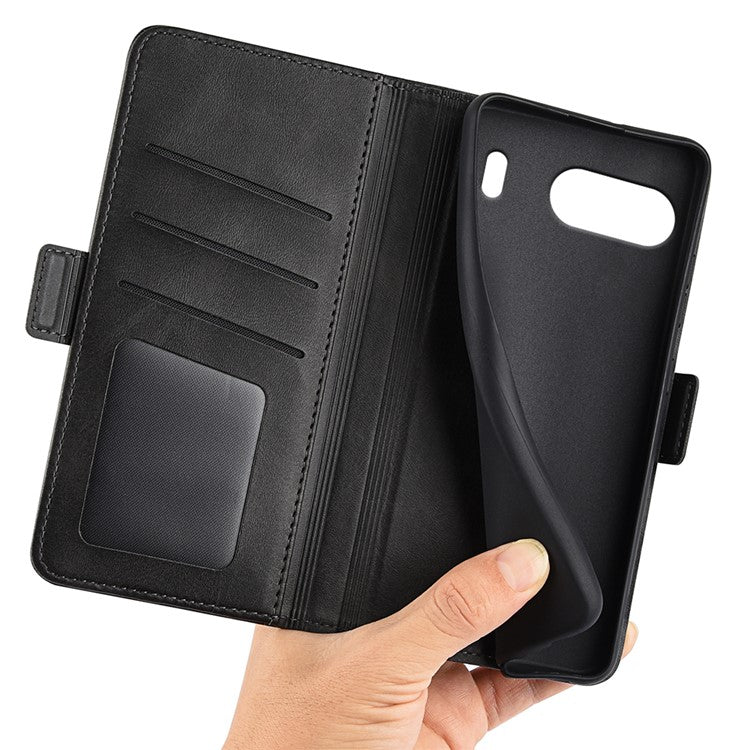 For OnePlus Nord 4 Stand Case Calf Texture Leather Wallet Phone Cover - Black
