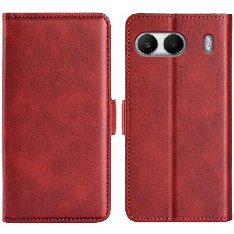 For OnePlus Nord 4 Stand Case Calf Texture Leather Wallet Phone Cover - Red
