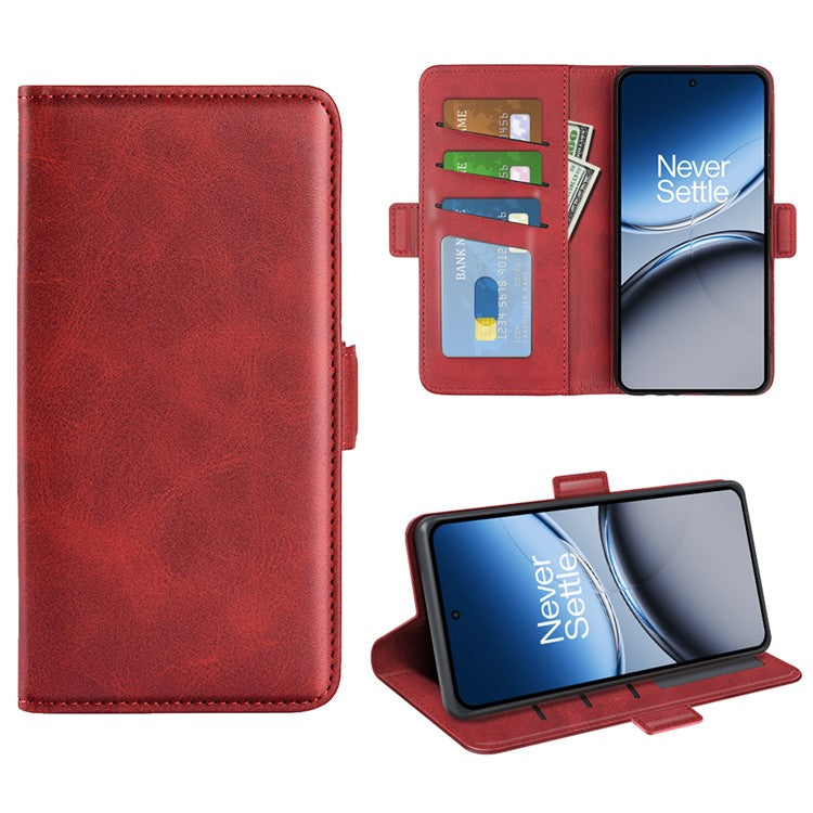 For OnePlus Nord 4 Stand Case Calf Texture Leather Wallet Phone Cover - Red