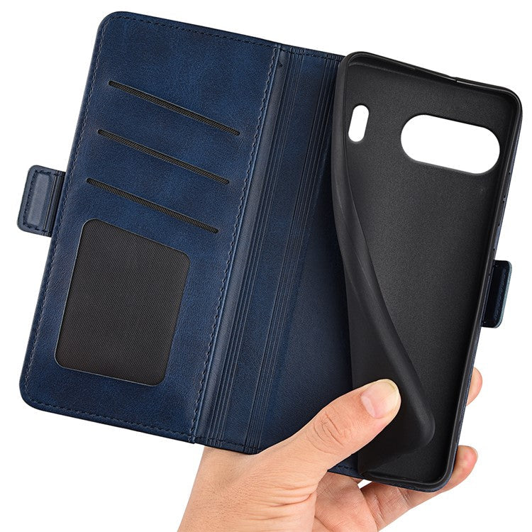 For OnePlus Nord 4 Stand Case Calf Texture Leather Wallet Phone Cover - Blue