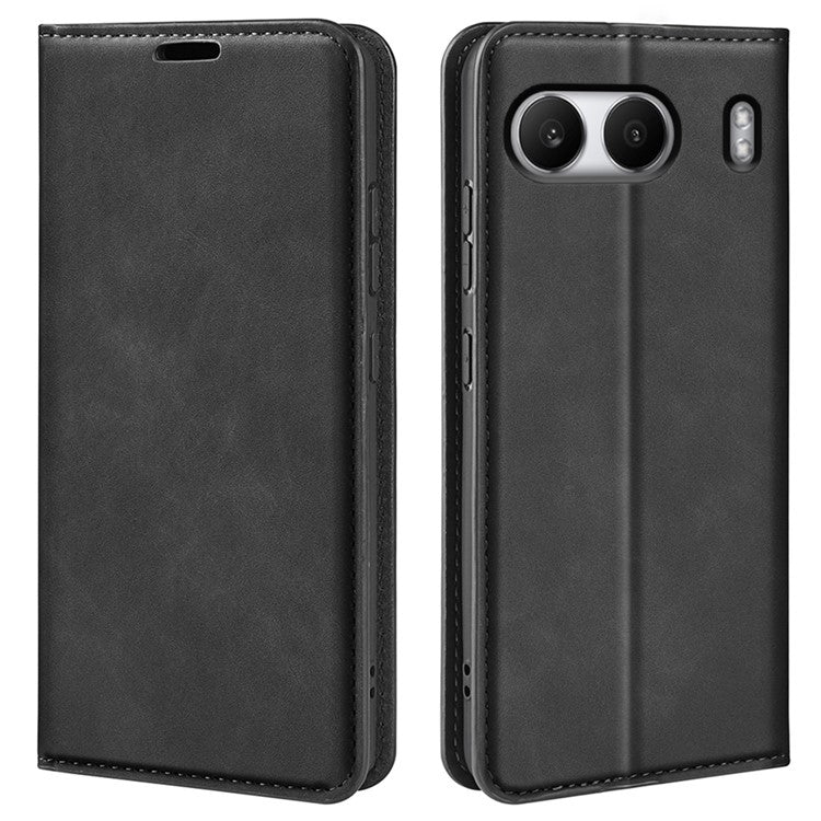 For OnePlus Nord 4 Case Skin-Touch Leather Wallet Phone Cover - Black