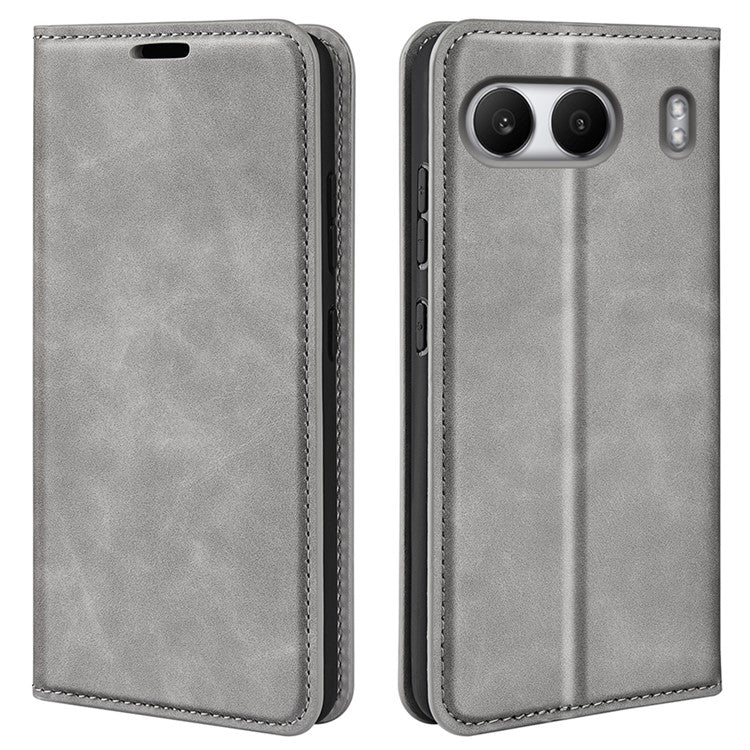 For OnePlus Nord 4 Case Skin-Touch Leather Wallet Phone Cover - Grey