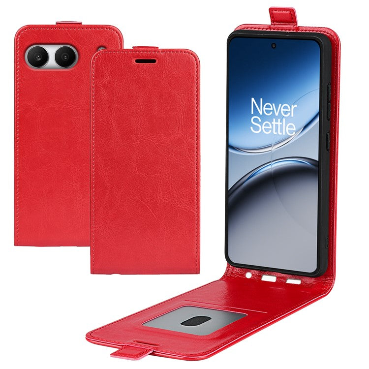 For OnePlus Nord 4 Case with Card Slots Vertical Flip Leather Phone Cover - Red