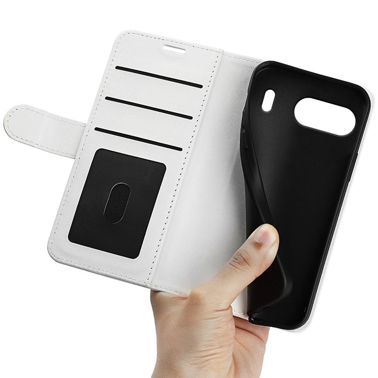 For OnePlus Nord 4 Wallet Case Crazy Horse Texture Stand Leather Phone Cover - White