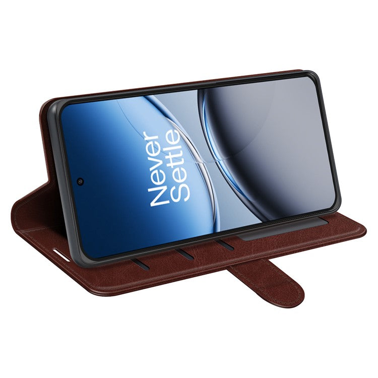 For OnePlus Nord 4 Wallet Case Crazy Horse Texture Stand Leather Phone Cover - Brown