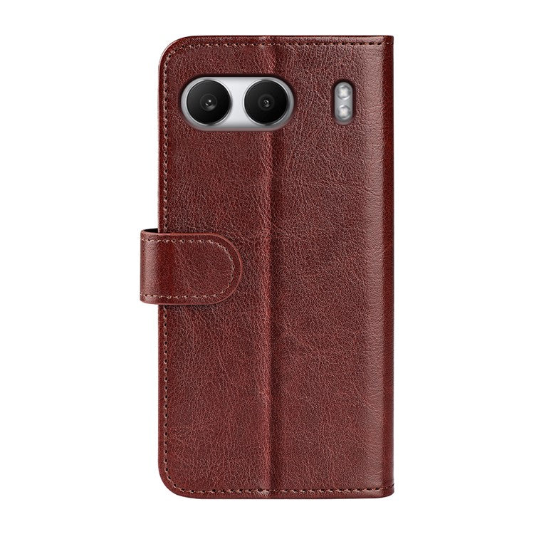 For OnePlus Nord 4 Wallet Case Crazy Horse Texture Stand Leather Phone Cover - Brown