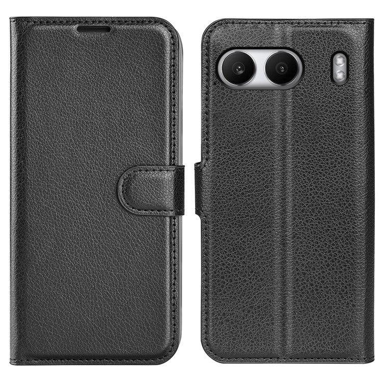 For OnePlus Nord 4 Case Litchi Texture Shockproof Leather Wallet Phone Cover - Black
