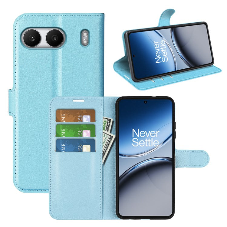 For OnePlus Nord 4 Case Litchi Texture Shockproof Leather Wallet Phone Cover - Blue
