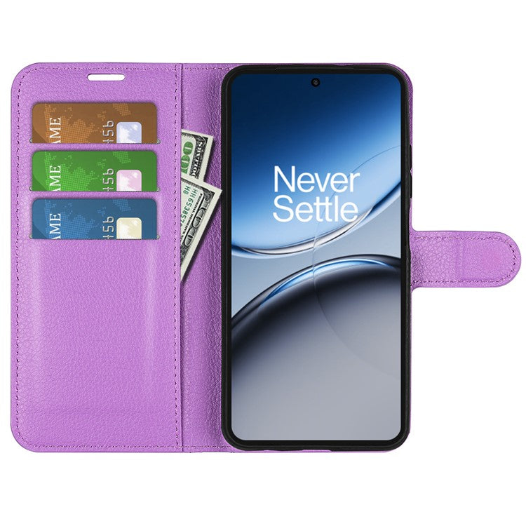 For OnePlus Nord 4 Case Litchi Texture Shockproof Leather Wallet Phone Cover - Purple