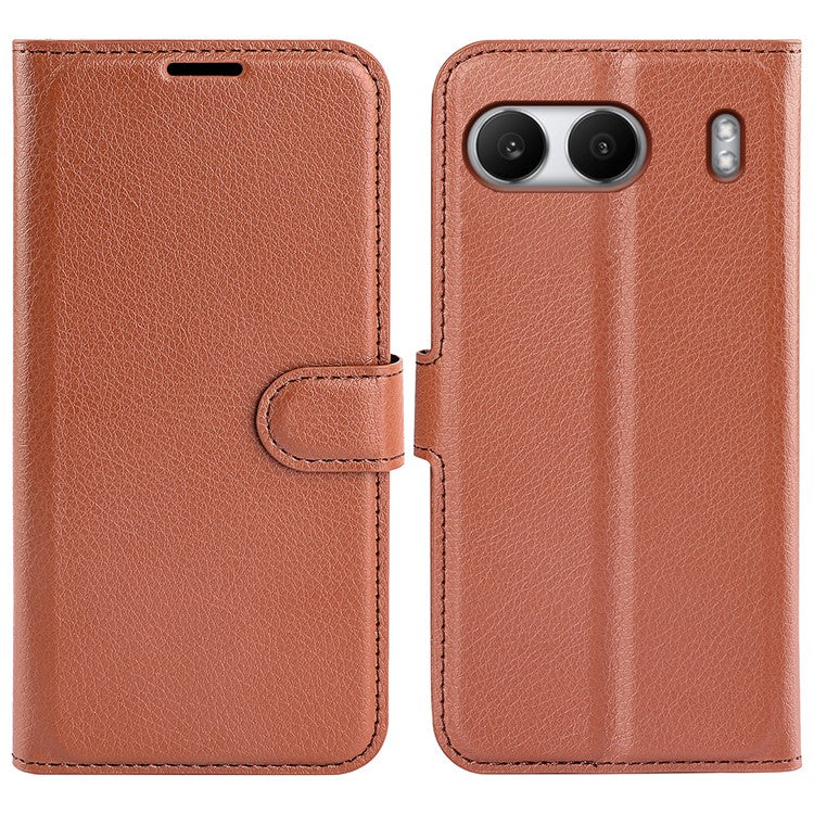 For OnePlus Nord 4 Case Litchi Texture Shockproof Leather Wallet Phone Cover - Brown