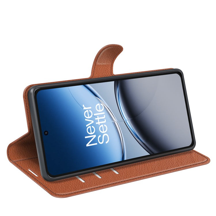 For OnePlus Nord 4 Case Litchi Texture Shockproof Leather Wallet Phone Cover - Brown